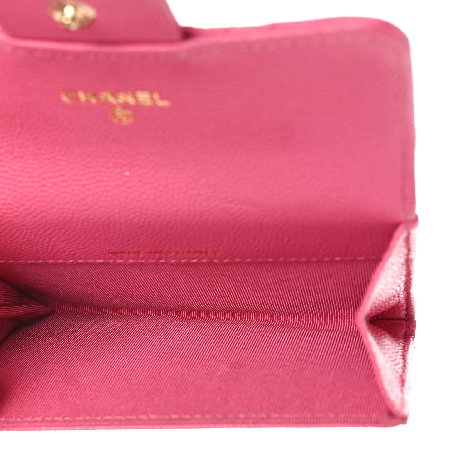 Caviar Quilted Flap Card Holder Pink