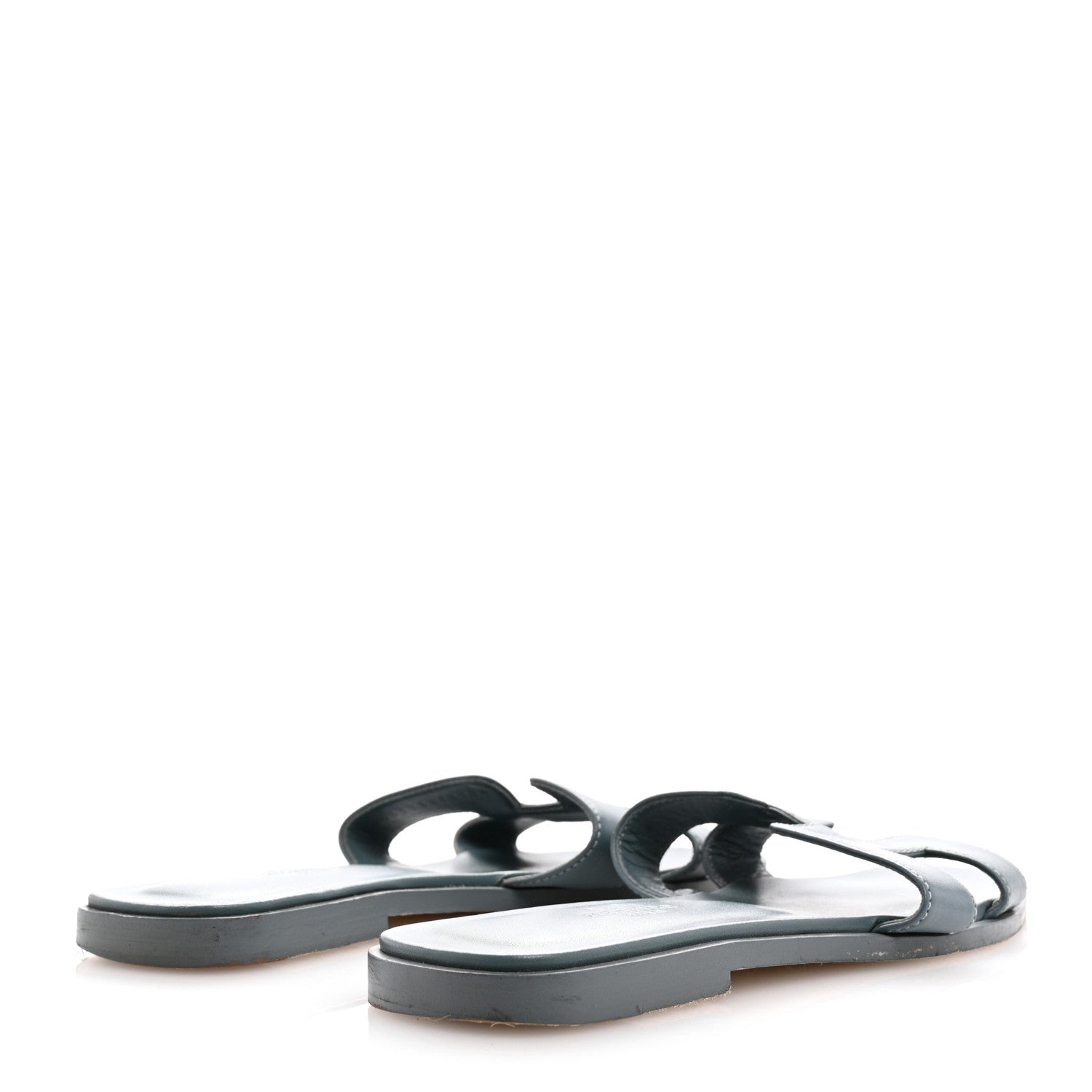 Hermes Box Calfskin Oran Sandals 37 Bleu Pinede 5 of 13