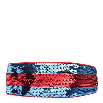 Gucci Sequin Silk Web Headband Red Blue 1 of 7