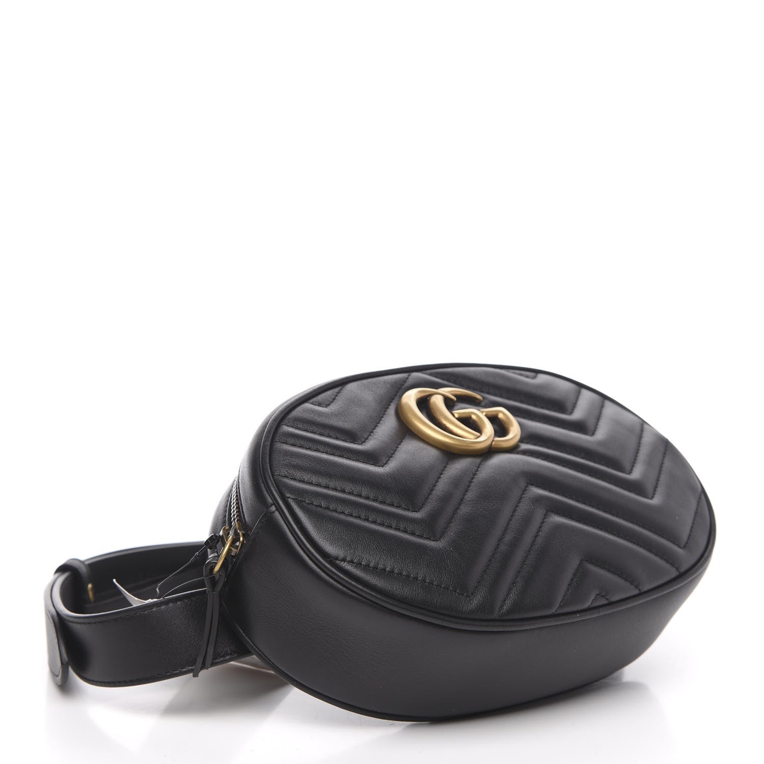 Gucci Calfskin Matelasse GG Marmont Belt Bag 75 30 Black 4 of 10