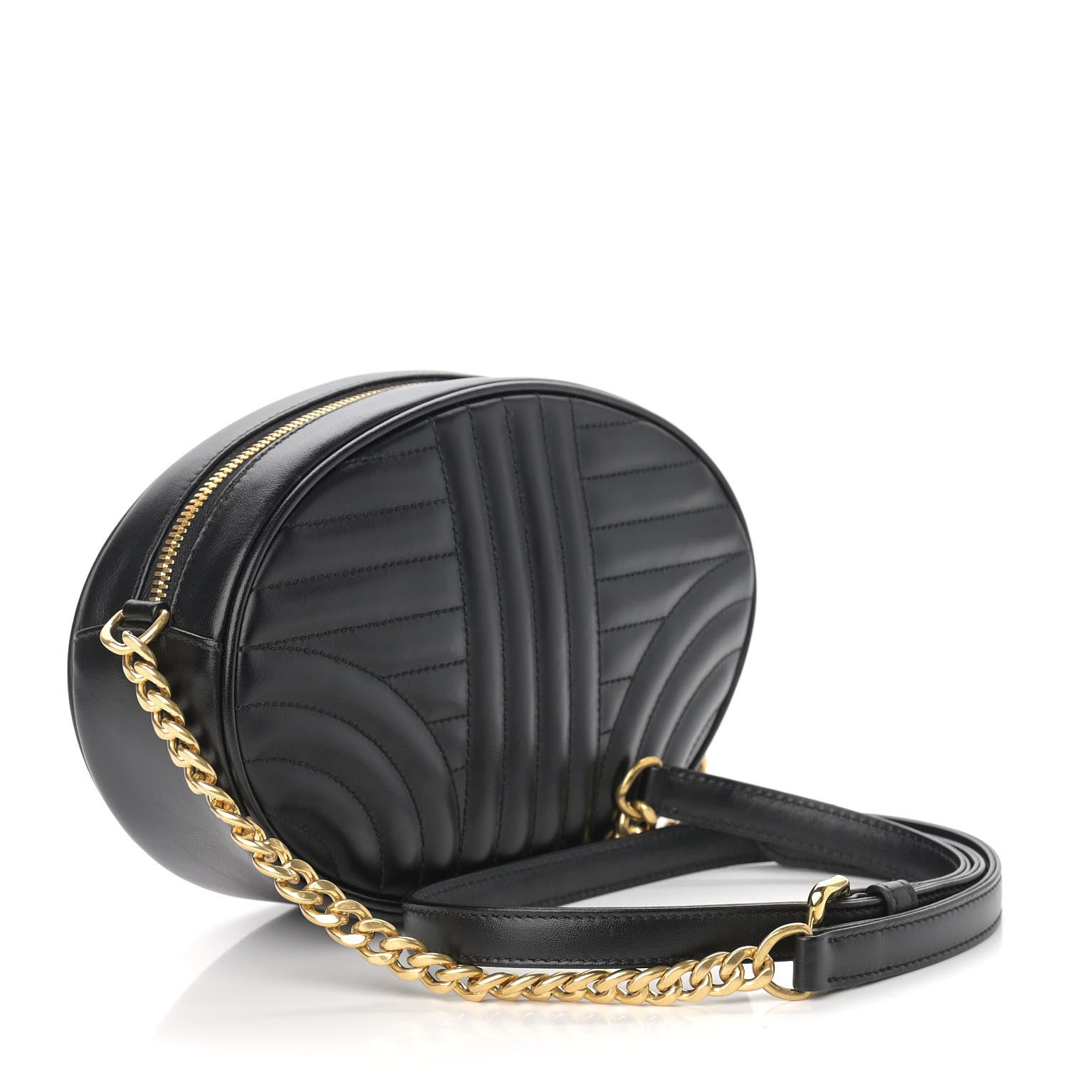Prada Soft Calfskin Impunture Diagramme Oval Crossbody Bag Black 3 of 9