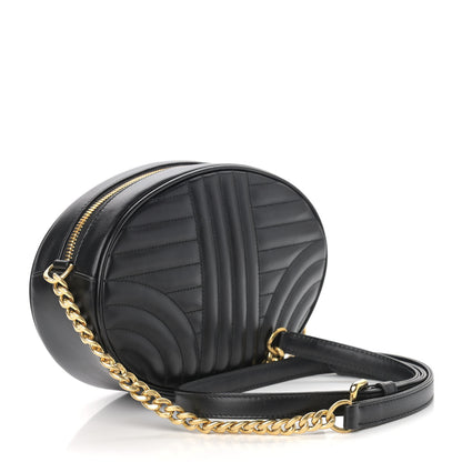 Prada Soft Calfskin Impunture Diagramme Oval Crossbody Bag Black 3 of 9