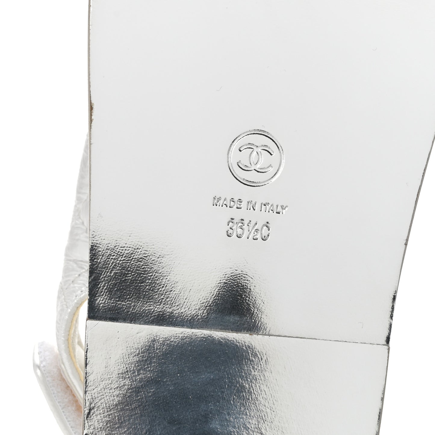 Laminated Lambskin Quilted Velcro Dad Sandals 36.5 White