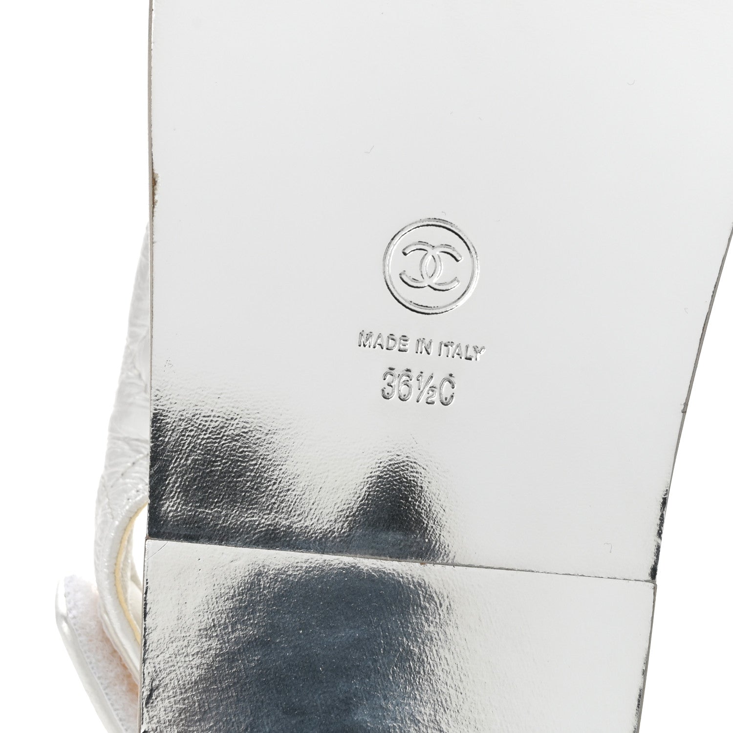 Chanel Laminated Lambskin Quilted Velcro Dad Sandals 36.5 White 7 of 10
