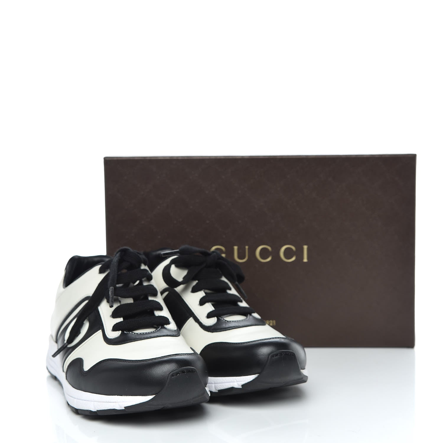 Gucci Calfskin Womens Interlocking G Sneakers 39 Black White 17 of 17
