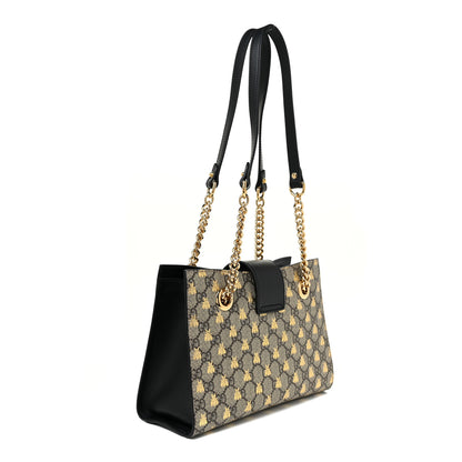 Gucci GG Supreme Monogram Bees Small Padlock Tote Beige Oro Black 3 of 12