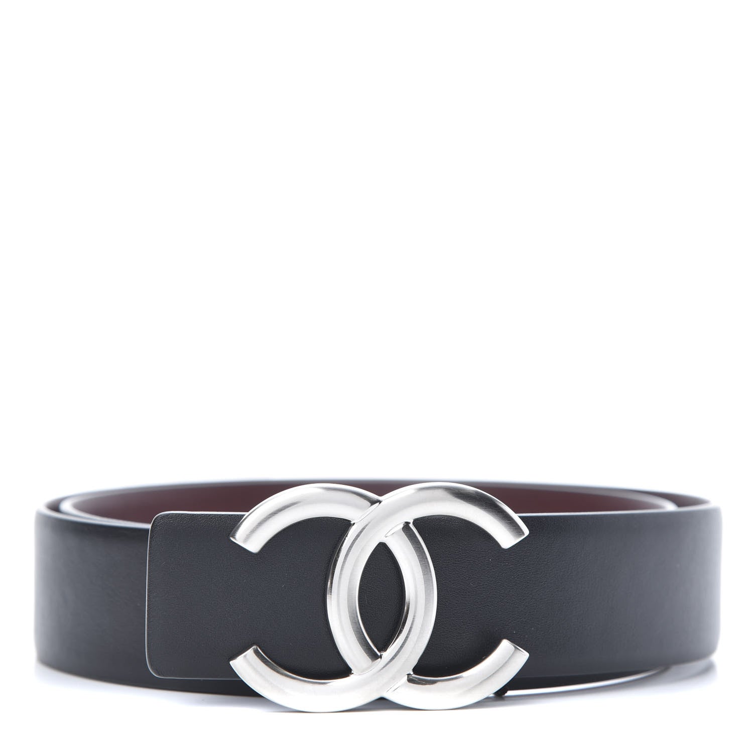 Chanel Calfskin CC Reversible Belt 70 Black Burgundy 1 of 7