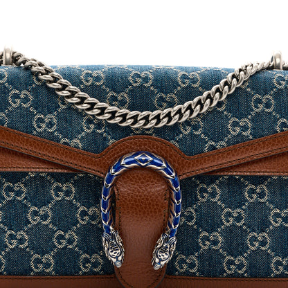 Gucci New Denim GG Monogram Dollar Calfskin Enamel Small Dionysus Shoulder Bag Blue Tea Cuir Epilog Electric Blue 14 of 21