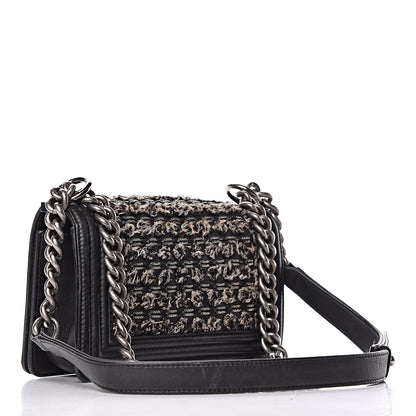Chanel Tweed Calfskin Small Boy Flap Black 3 of 16