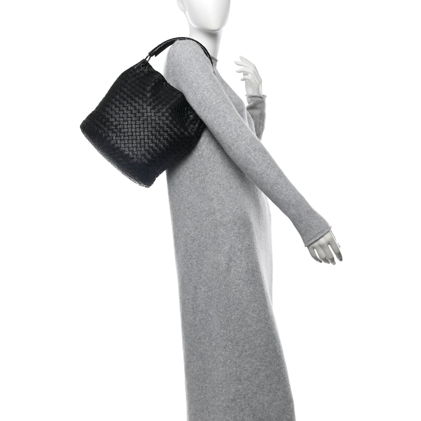 Nappa Intrecciato Bucket Bag Black