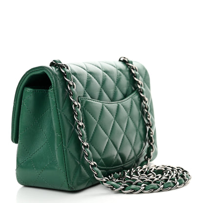 Chanel Lambskin Quilted Mini Rectangular Flap Dark Green 3 of 13