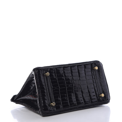Hermes Shiny Porosus Crocodile Birkin 25 Black 5 of 35
