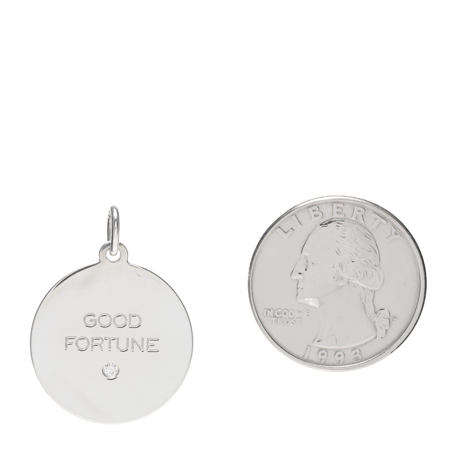 Sterling Silver Diamond Good Fortune Tag Charm