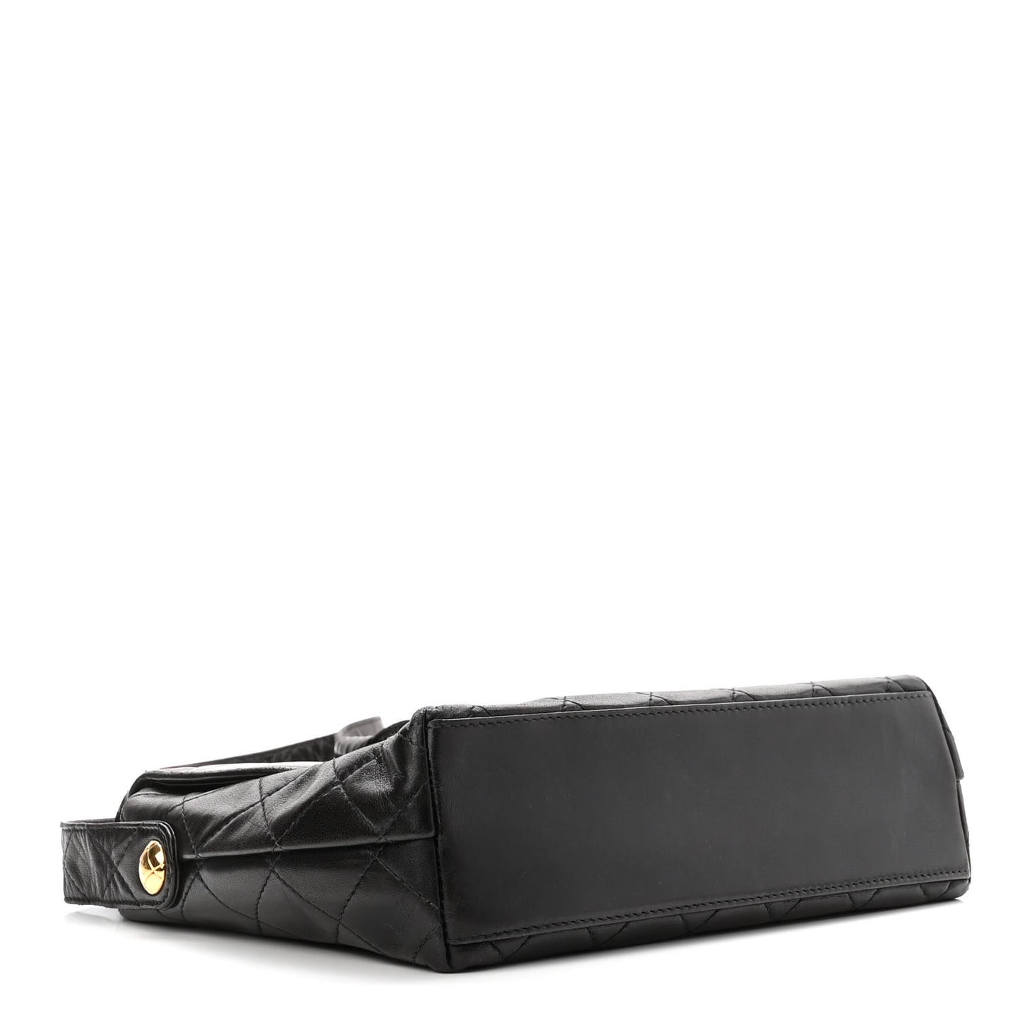 Lambskin Quilted CC Flap Shoulder Bag Black