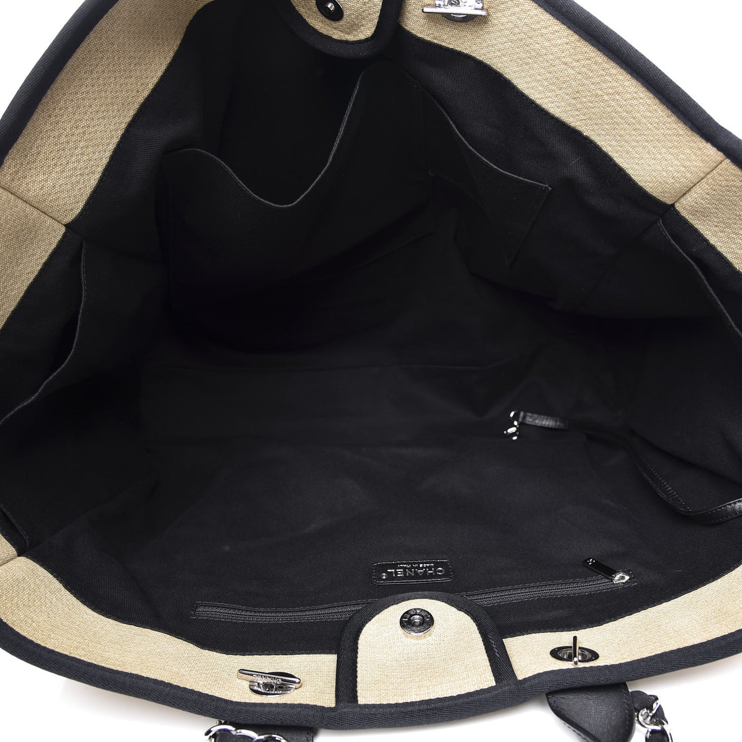 Canvas Extra Large Deauville Tote Beige Black