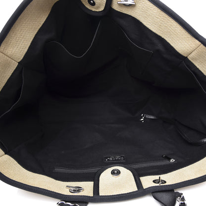 Chanel Canvas Extra Large Deauville Tote Beige Black 4 of 12