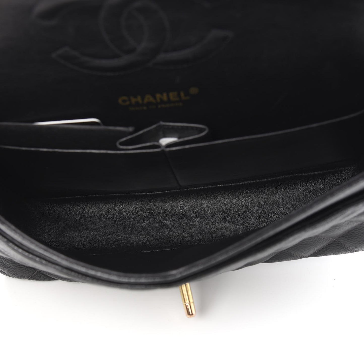 Caviar Quilted Medium Double Flap Black
