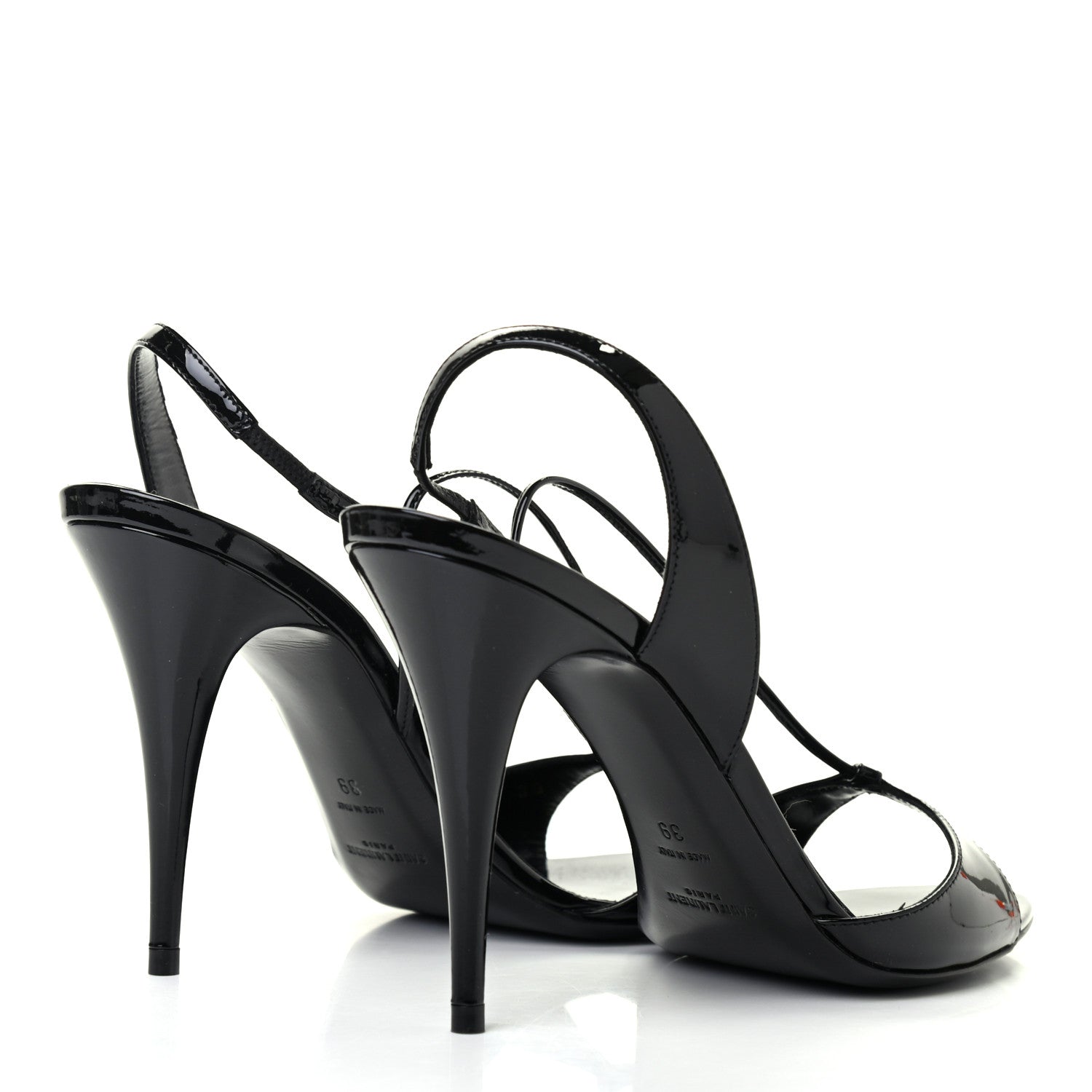 Saint Laurent Patent Calfskin Anouk 110 Sandals 39 Black 4 of 8