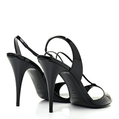 Saint Laurent Patent Calfskin Anouk 110 Sandals 39 Black 4 of 8