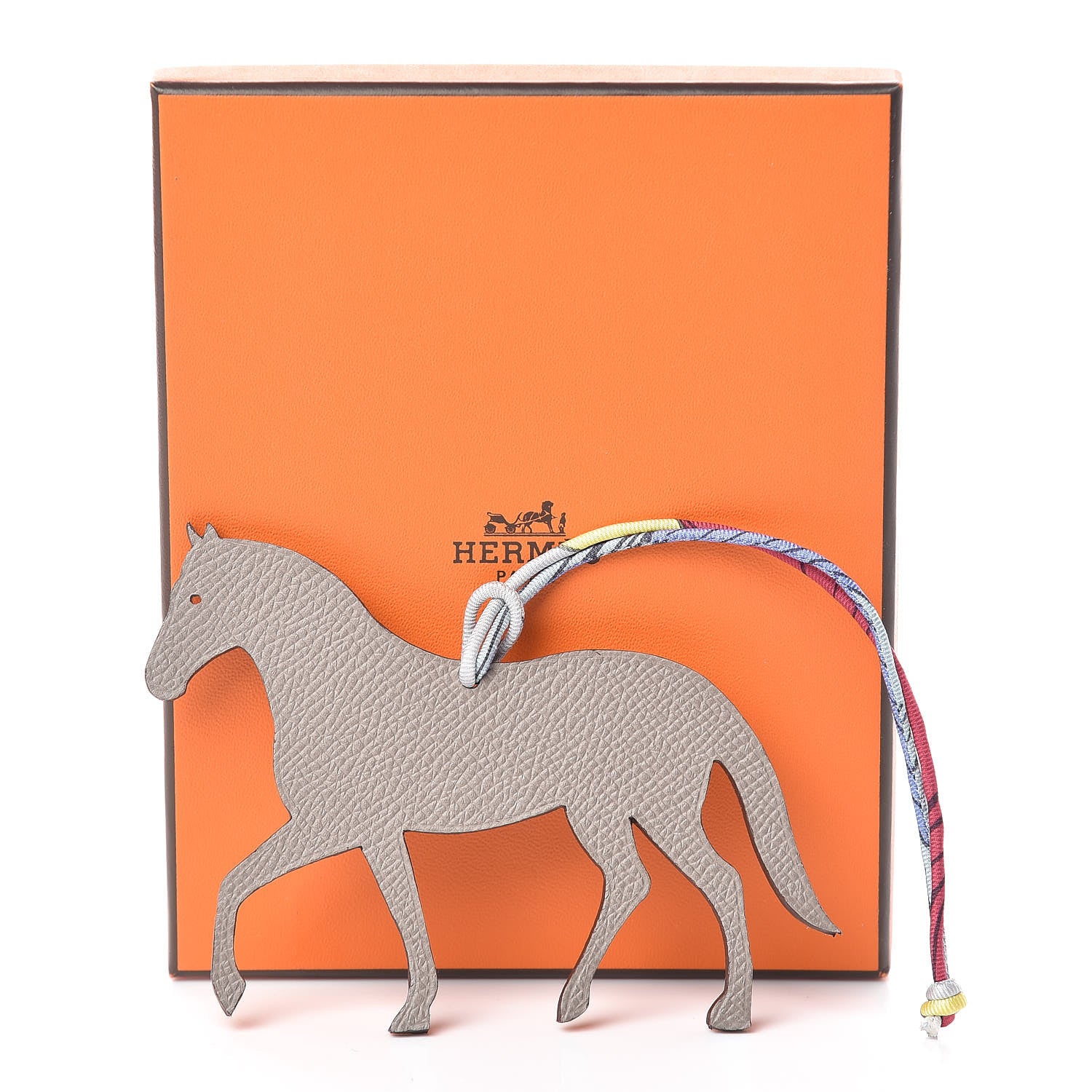 Hermes Epsom Togo Petit H Bag Charm Horse GM Gris Asphalte Trench 4 of 4
