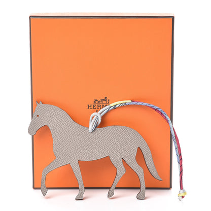 Hermes Epsom Togo Petit H Bag Charm Horse GM Gris Asphalte Trench 4 of 4