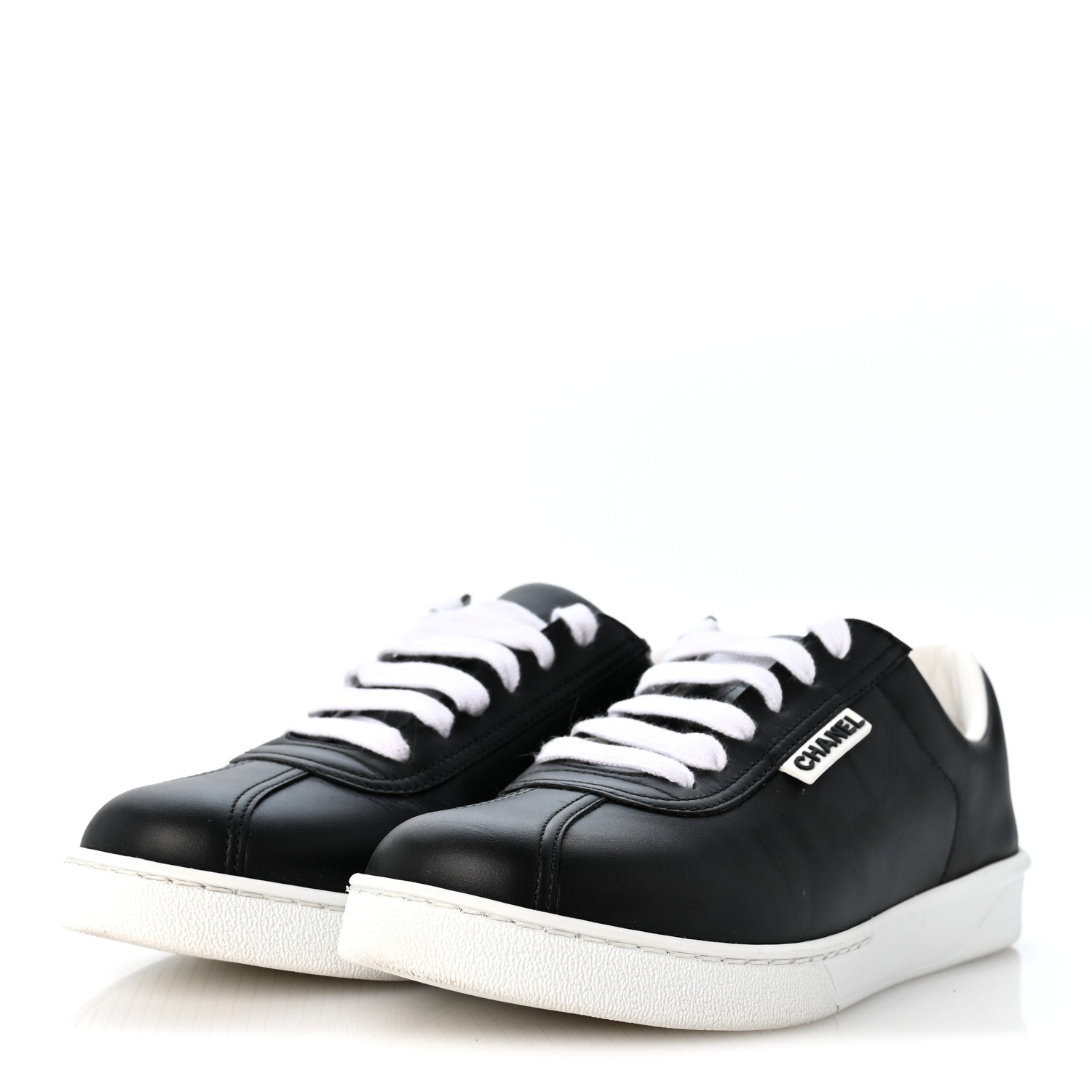 Chanel Calfskin CC Womens Sneakers 38.5 Black 4 of 10