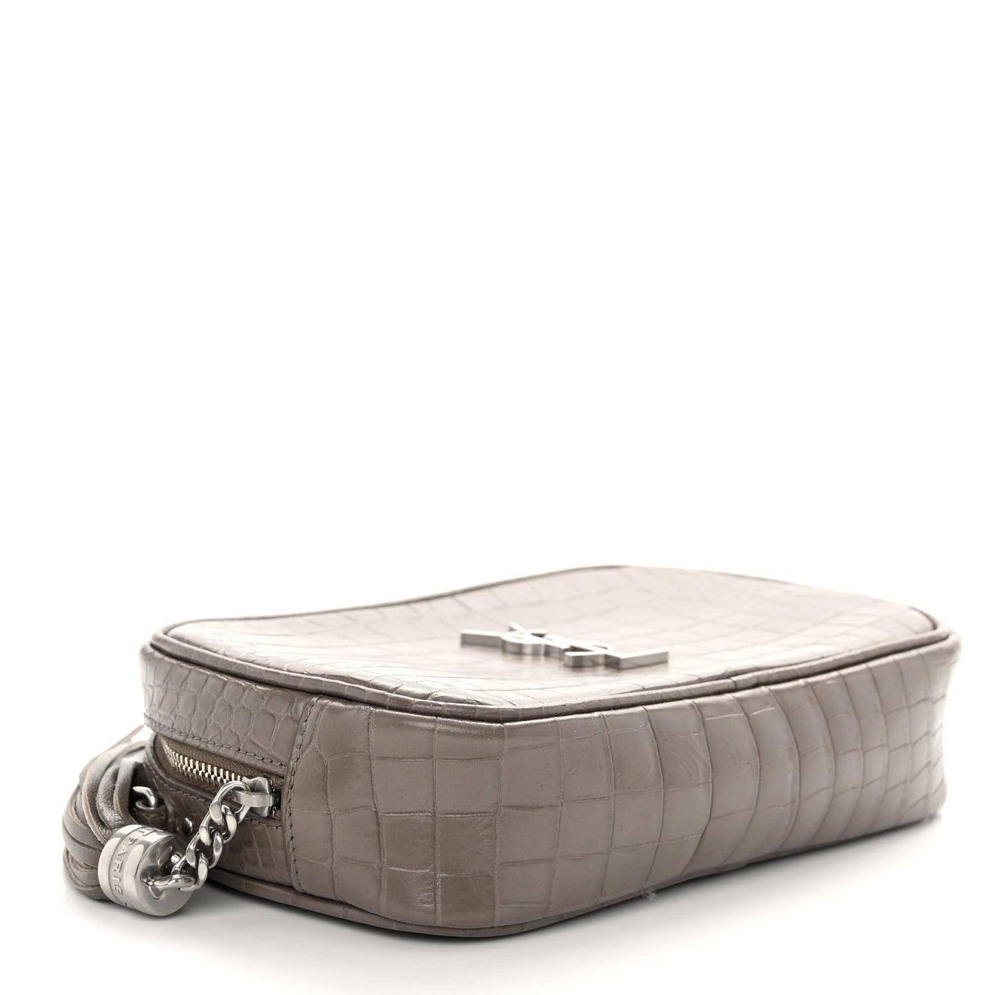 Calfskin Crocodile Embossed Monogram Mini Lou Camera Bag Fog