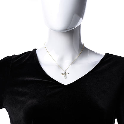Tiffany 18K Yellow Gold Diamond Large Cross Pendant Necklace 2 of 6