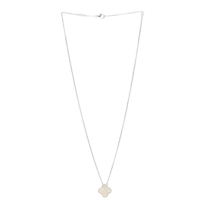 Van Cleef & Arpels 18K White Gold Mother Of Pearl Vintage Alhambra Pendant Necklace 3 of 5