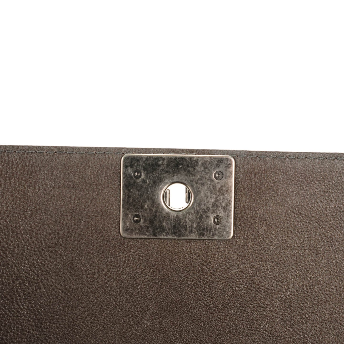 Metallic Calfskin Quilted Medium Boy Flap Dark Silver