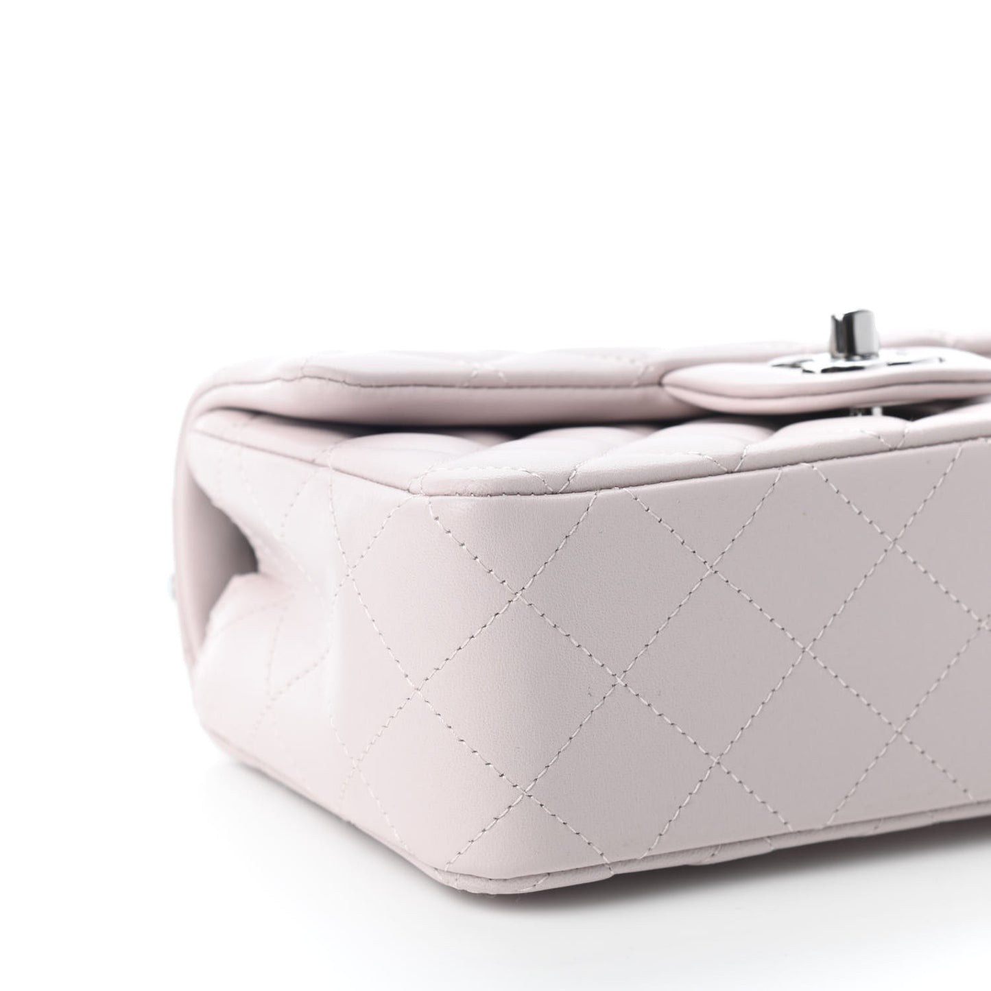 Lambskin Quilted Mini Rectangular Flap Light Purple