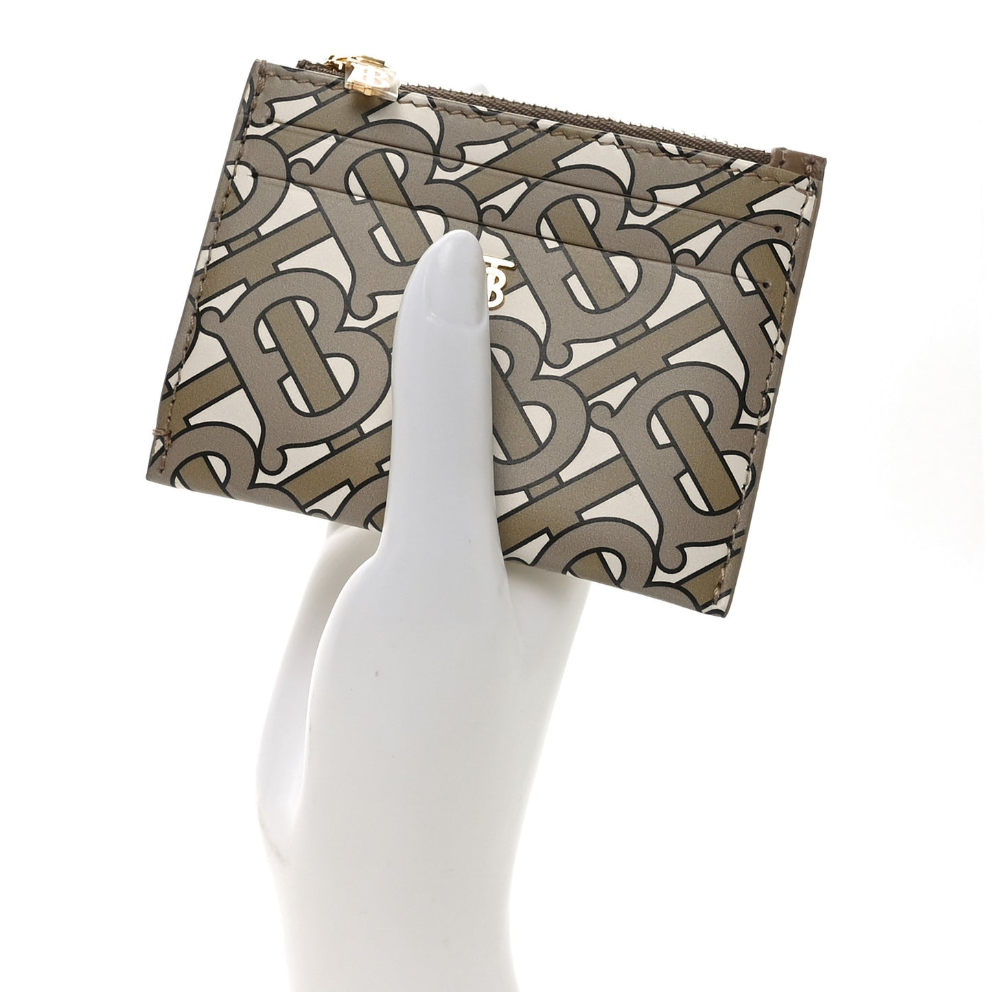 Calfskin Monogram Simone Coin Case Card Holder Beige