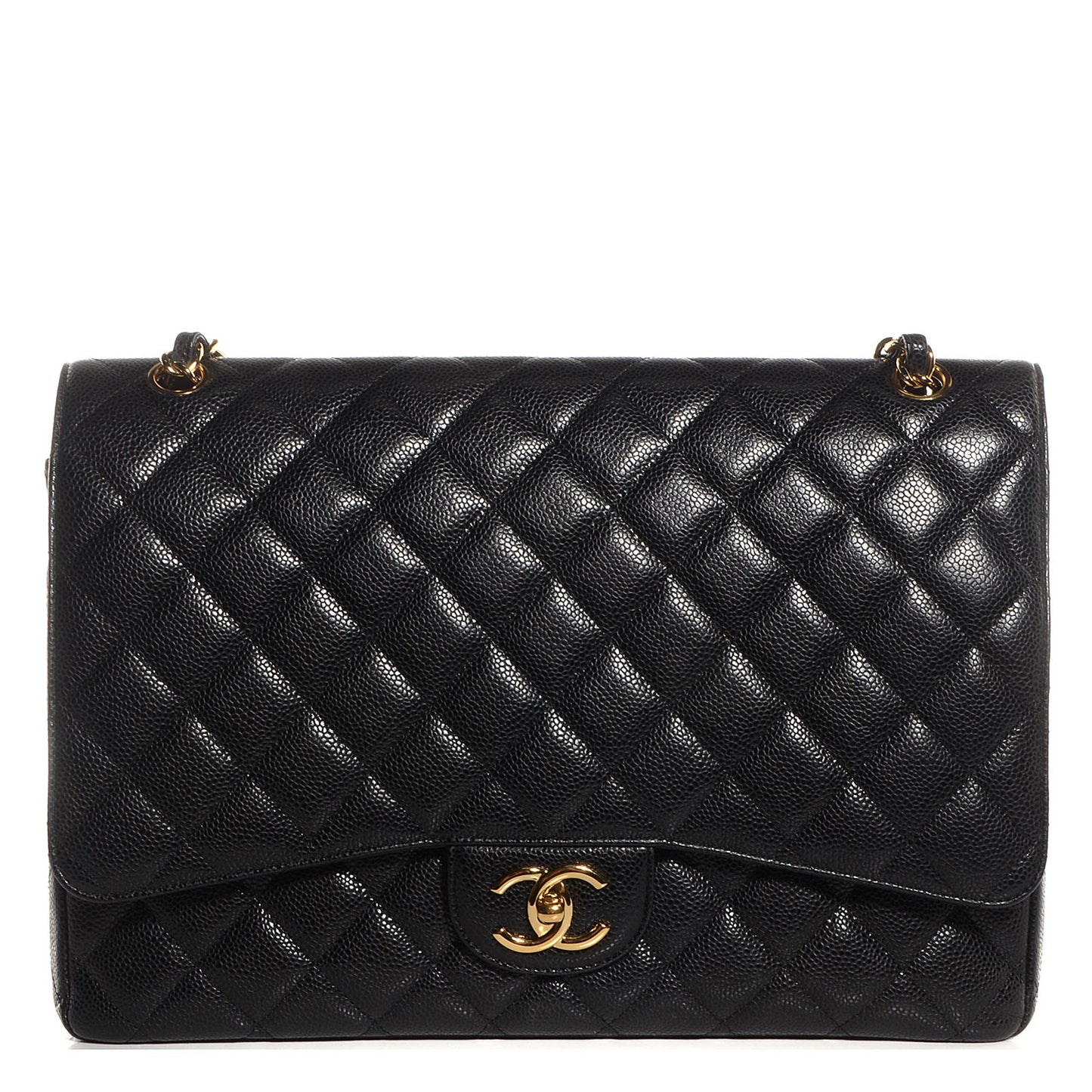 Caviar Quilted Maxi Double Flap Black