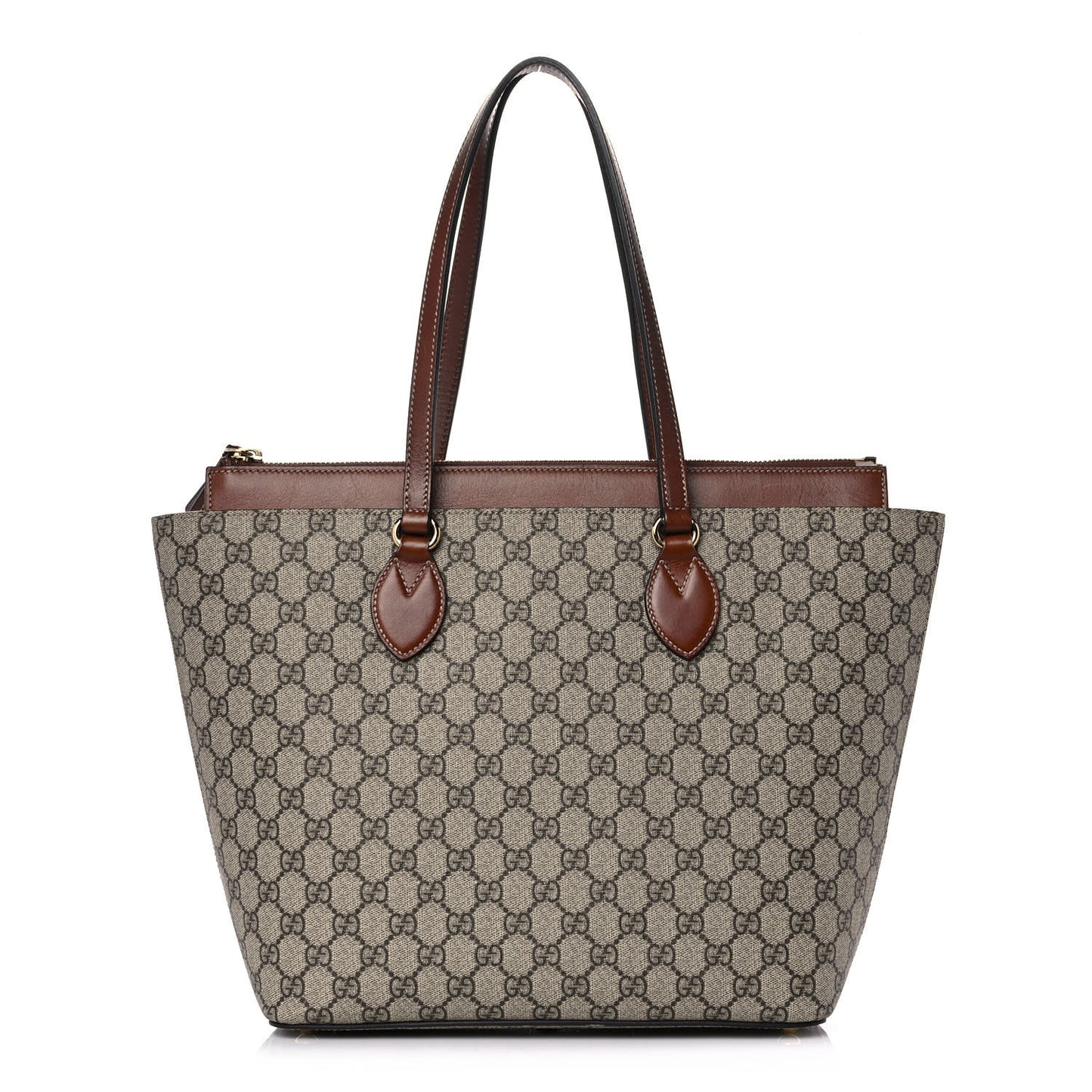 GG Supreme Monogram Medium Zippered Bucket Tote Beige Tuscany