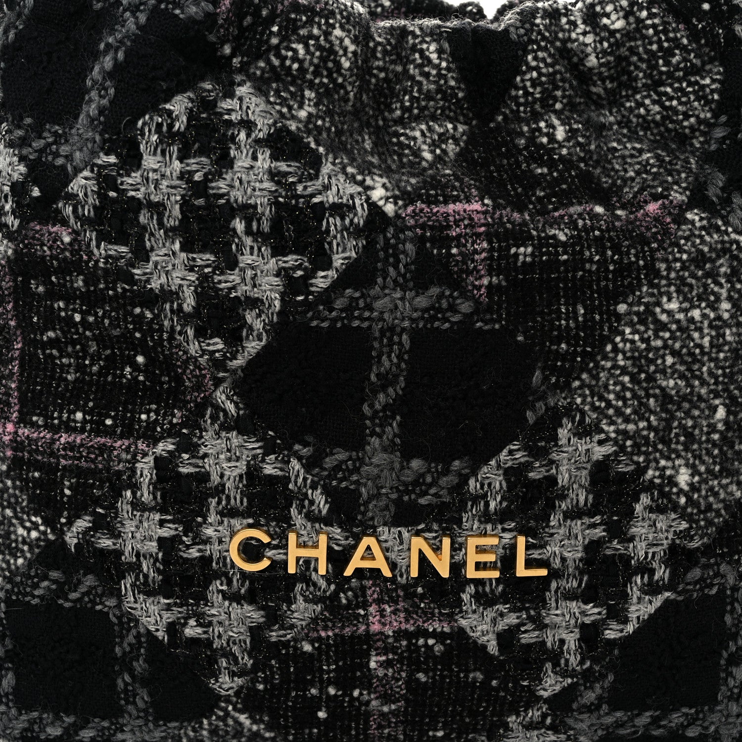 Chanel Tweed Patchwork Quilted Chanel 22 Black Grey Pink 9 of 11