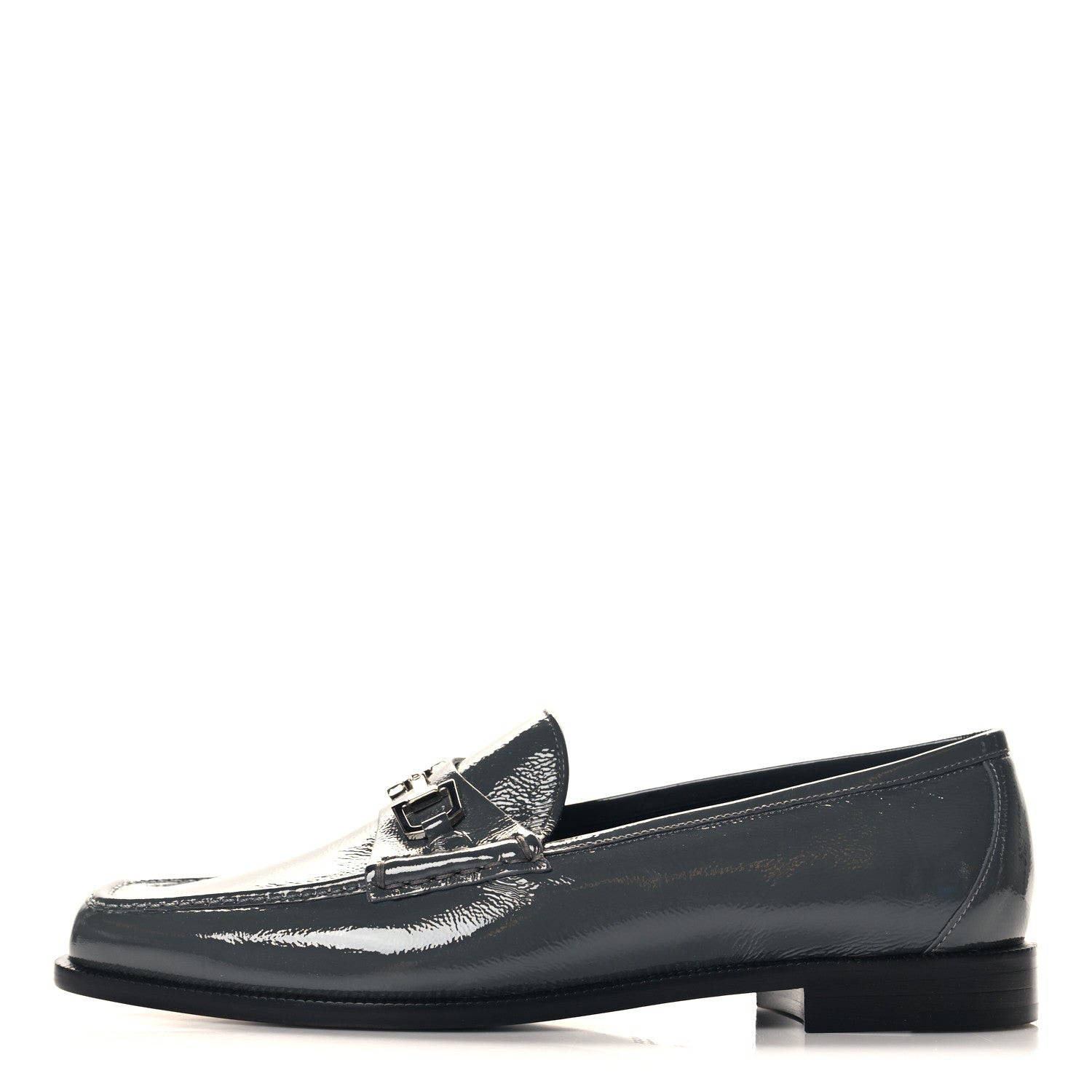Gucci Naplack Patent Horsebit Banks Loafers 40 Melange Platinum 1 of 10