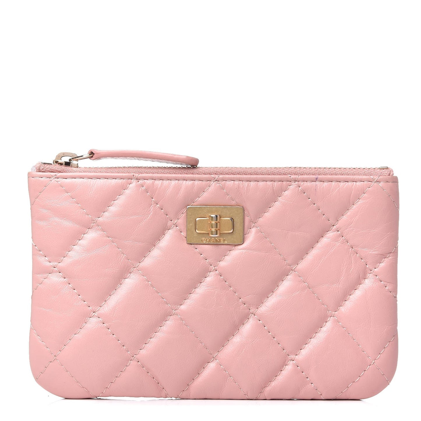Aged Calfskin Quilted Small Reissue Cosmetic Case Light Pink