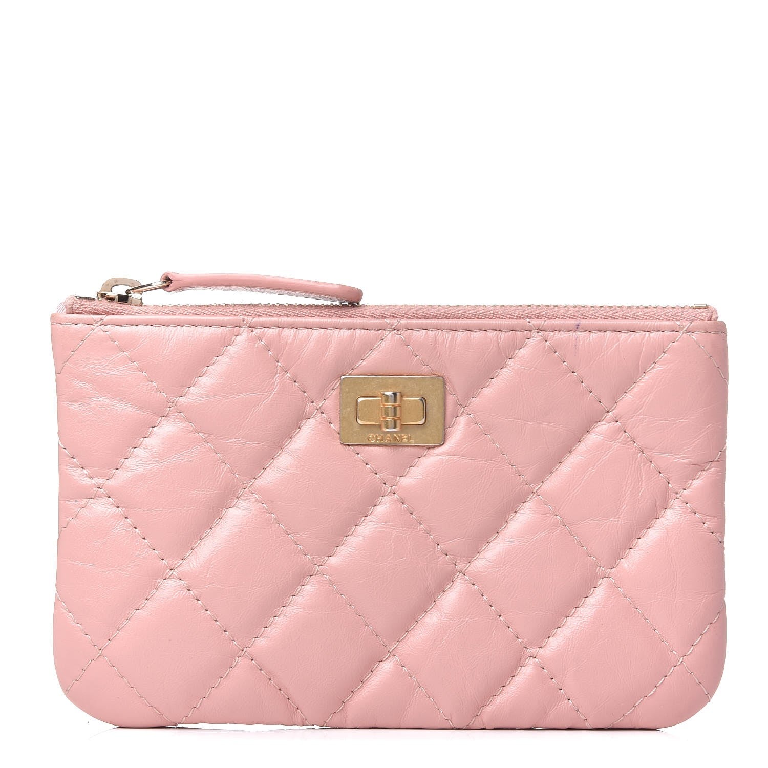 Chanel Aged Calfskin Quilted Small Reissue Cosmetic Case Light Pink 1 of 8