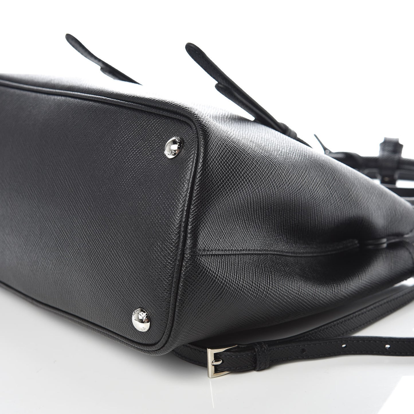 Saffiano Cuir Small Double Handle Tote Black Fuoco