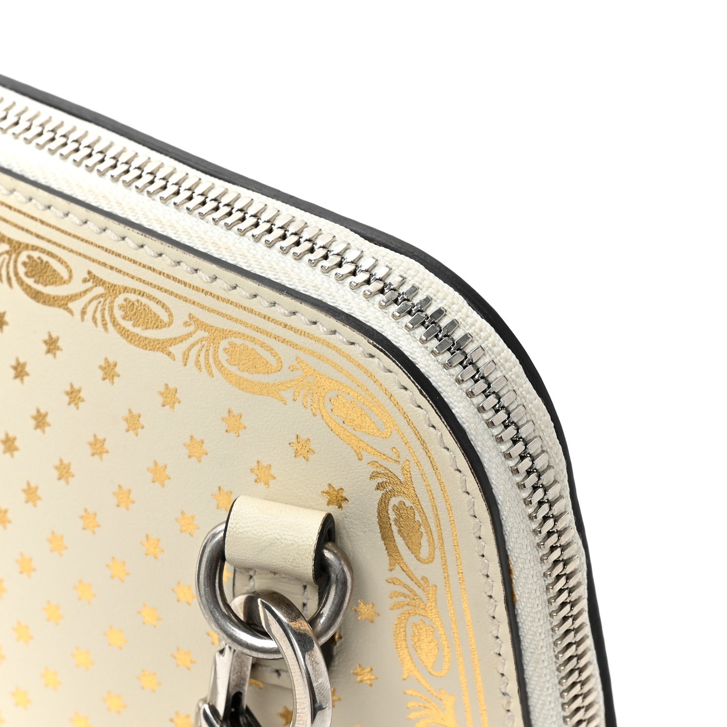 X SEGA Calfskin GUCCY Stars Mini Dome Shoulder Bag Mystic White Gold