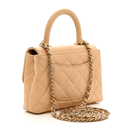 Chanel Caviar Quilted Coco Handle Clutch With Chain Beige 3 of 11