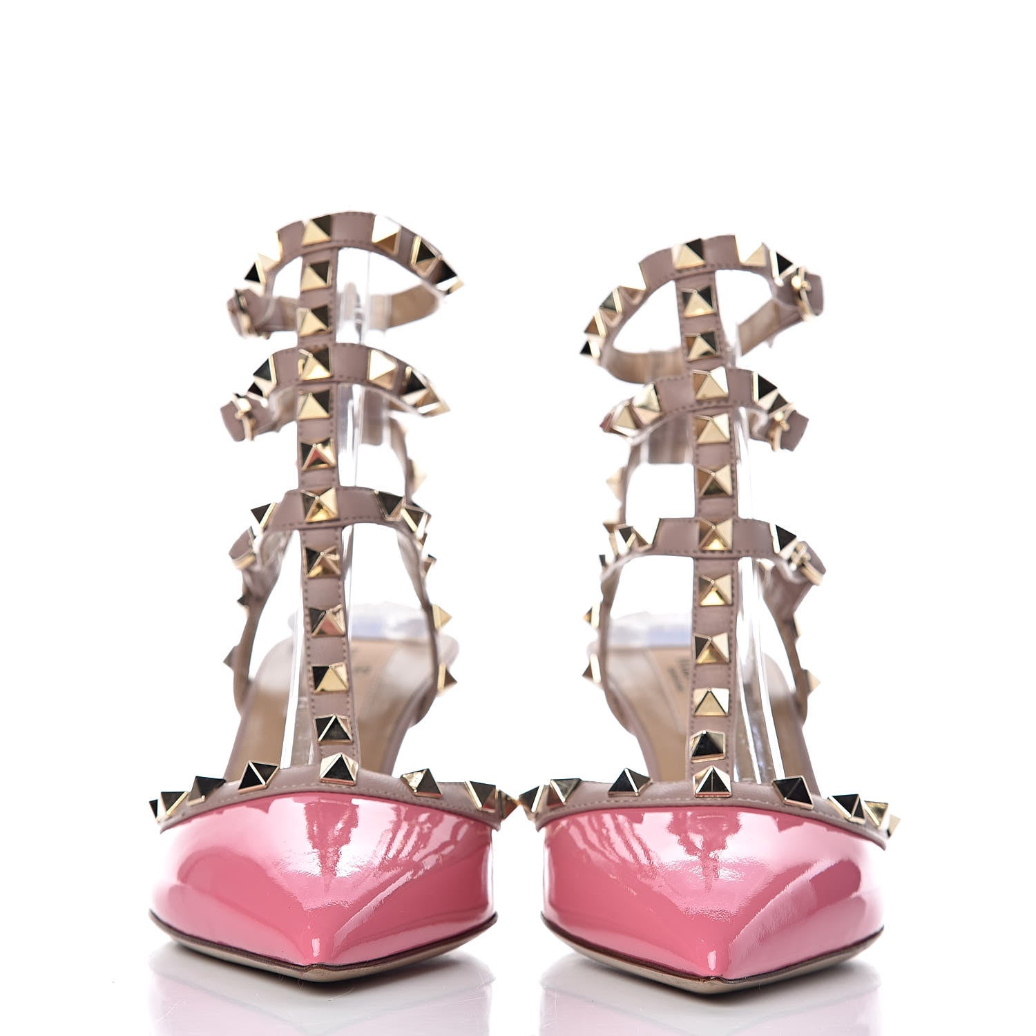 Valentino Garavani Patent Rockstud Ankle Strap Low Heel Pumps 36 Pink Poudre 2 of 10