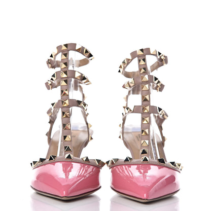 Valentino Garavani Patent Rockstud Ankle Strap Low Heel Pumps 36 Pink Poudre 2 of 10