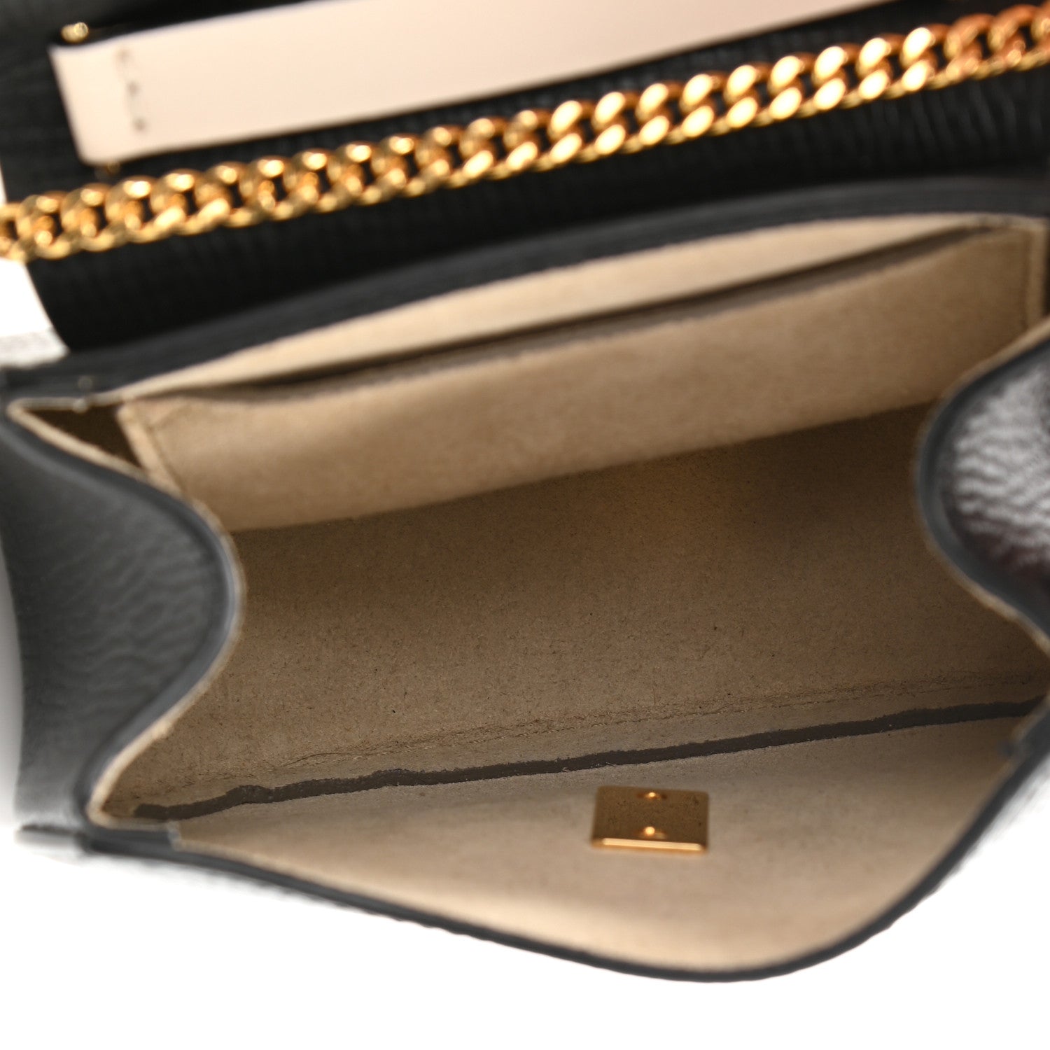 Chloe Grained Calfskin Lambskin Mini Bi-Color Drew Shoulder Bag Black Powder Beige 5 of 8