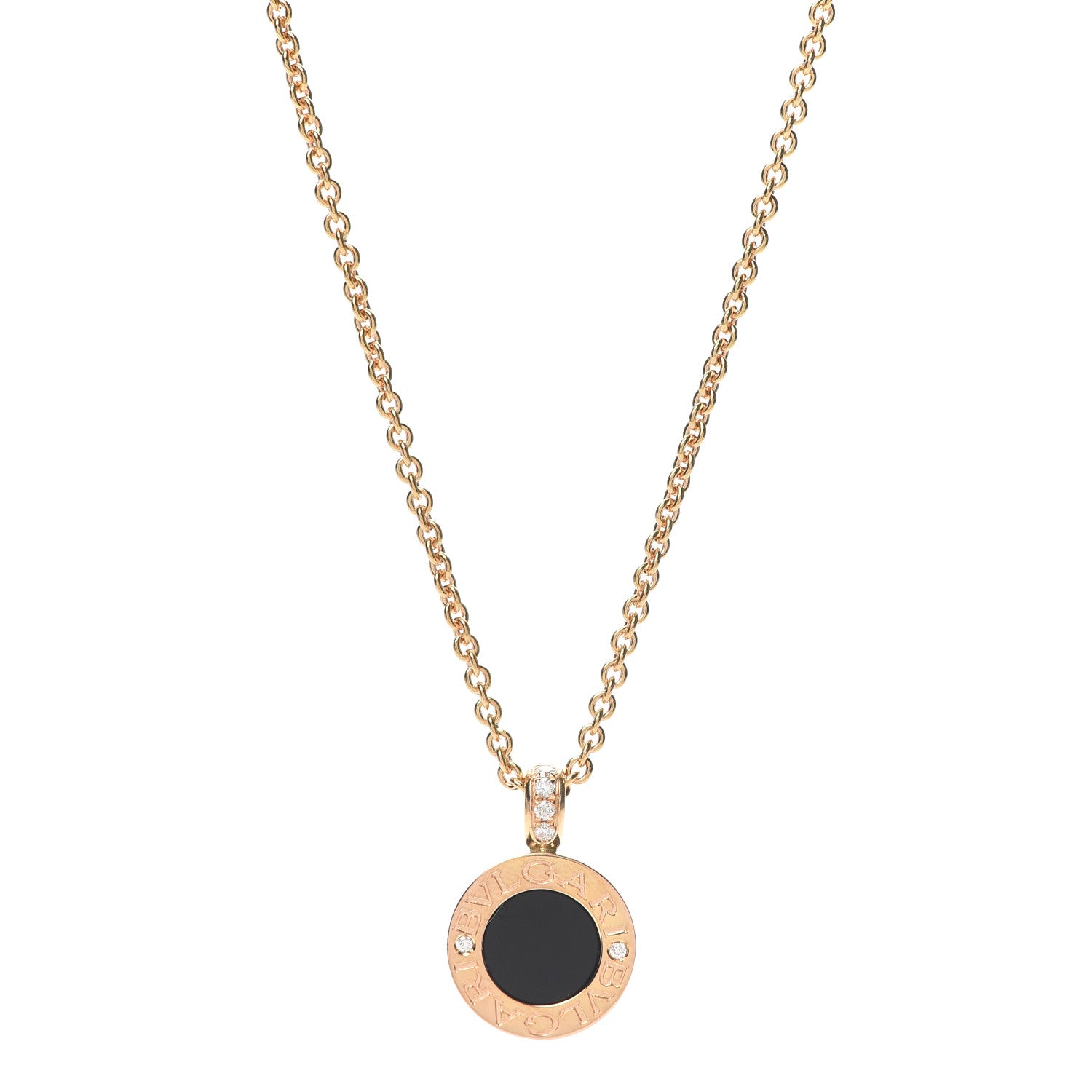 Bulgari 18K Yellow Gold Diamond Black Onyx Mother of Pearl BVLGARI BVLGARI Pendant Necklace 5 of 8