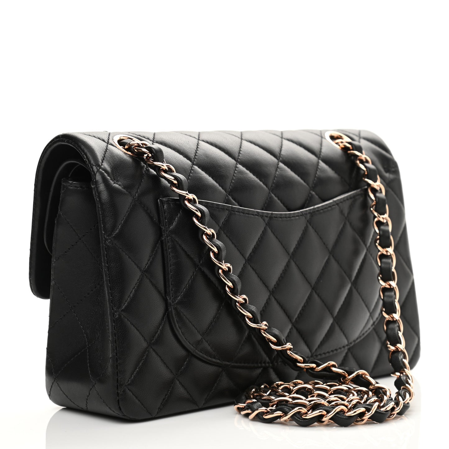 Lambskin Quilted Small Double Flap Black