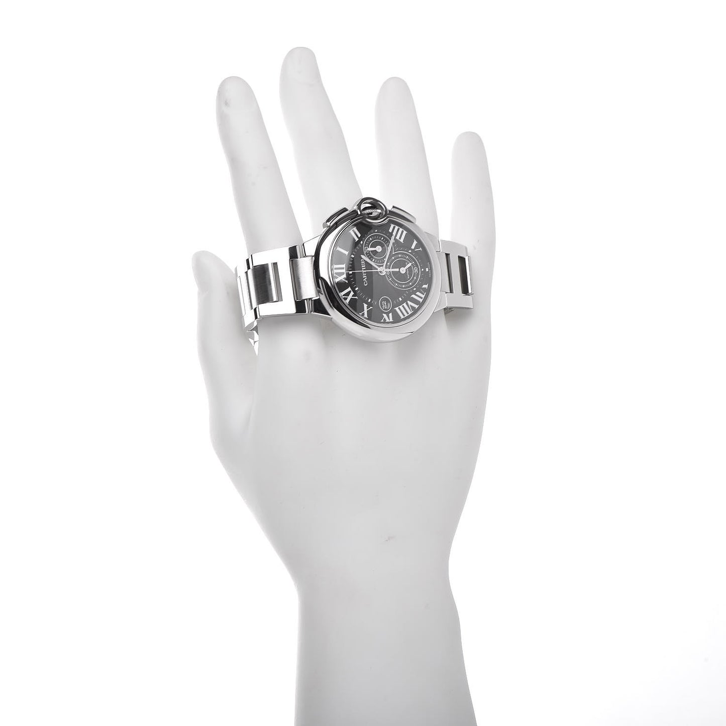 Stainless Steel 44mm Ballon Bleu De Cartier Chronograph Automatic Watch Black