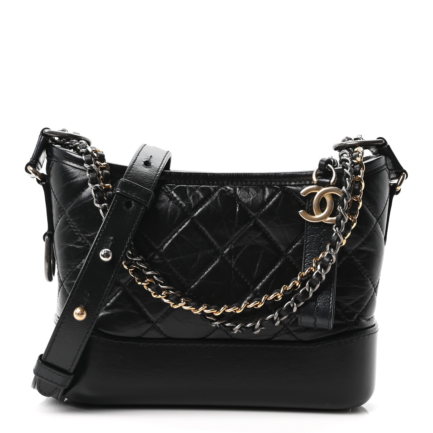 Chanel Aged Calfskin Quilted Small Gabrielle Hobo Black 1 of 10