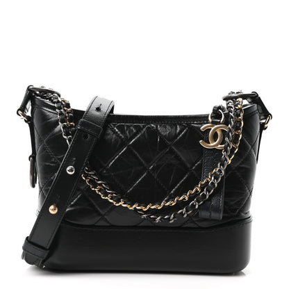 Chanel Aged Calfskin Quilted Small Gabrielle Hobo Black 1 of 10