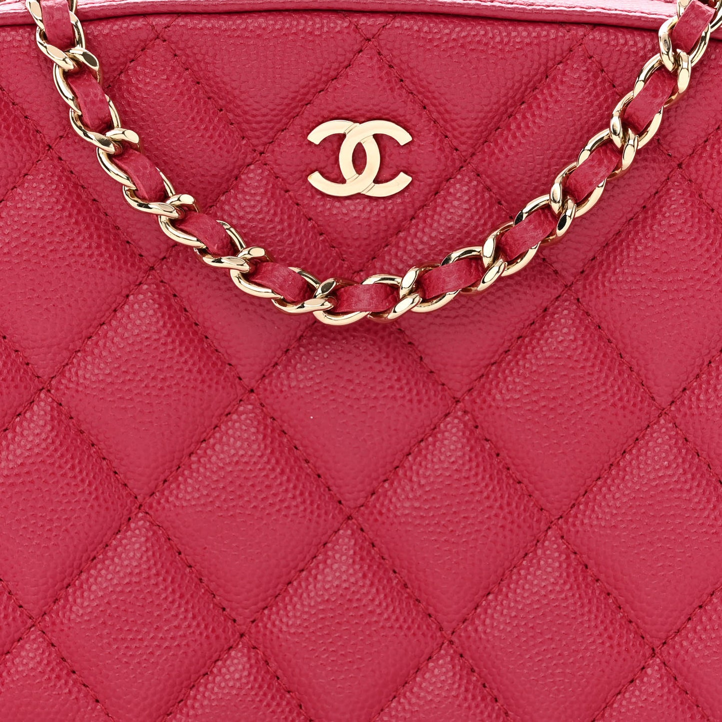 Caviar Quilted Camera Case Dark Pink